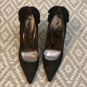 Nina Satin Bow Pumps - 7.5 Black